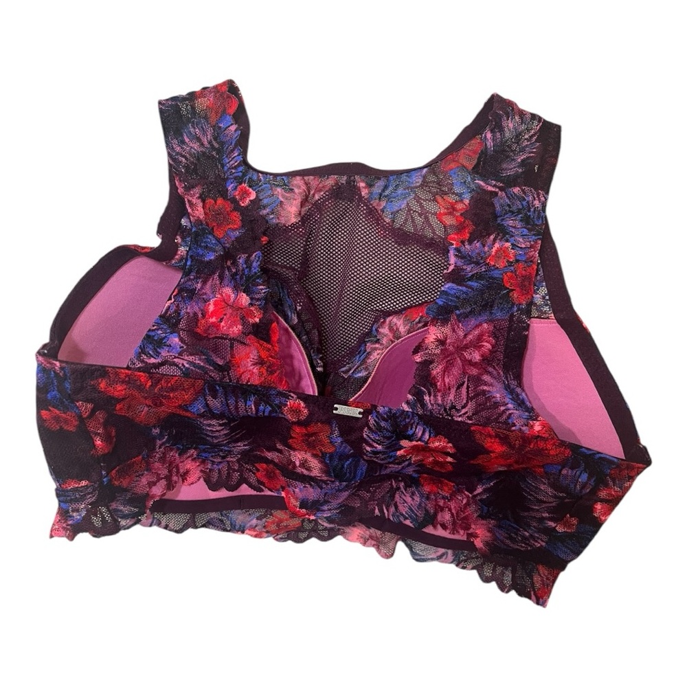 VICTORIA SECRET PINK VIVID FLORAL LACE PADDED UNDERWIRE BRA SIZE M DD - Picture 7 of 16